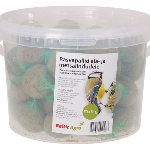 Rasvapallid ämbris aia- ja metsalindudele 50 x 84 g (võrguga) 5 Rasvapallid ämbris