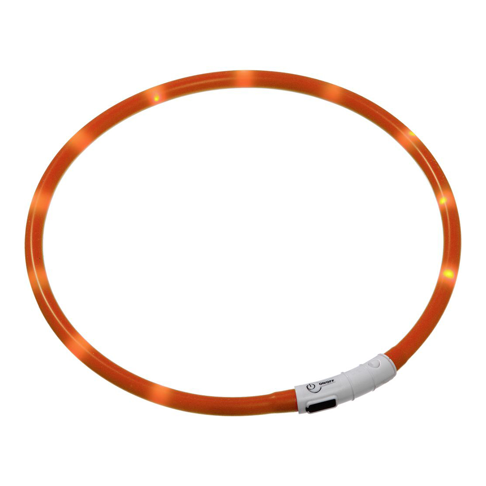 5400585012132 2 FLMG drosibas kakla siksna VISIO LIGHT BASIC silikona ar LED oranza 20 70 cm x 10 mm 64904