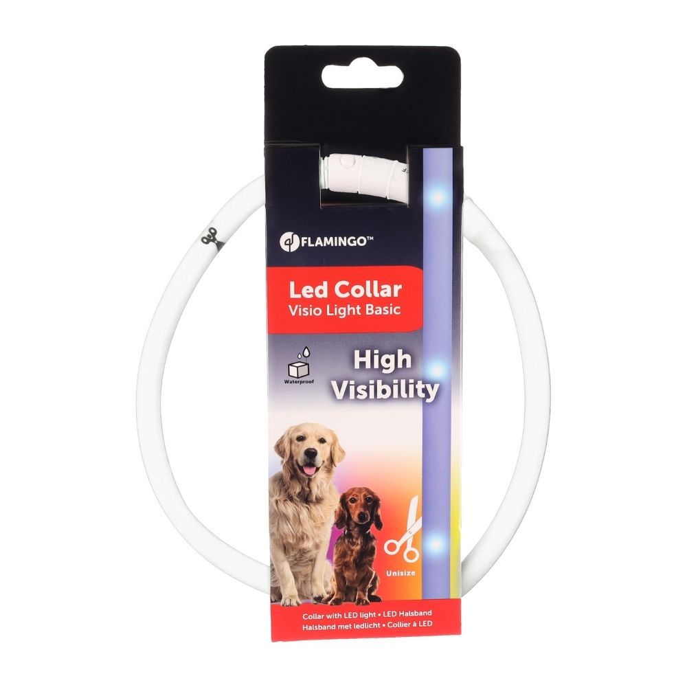 5400585012170 2 FLMG drosibas kakla siksna VISIO LIGHT BASIC silikona ar LED balta 20 70 cm x 10 mm 64909