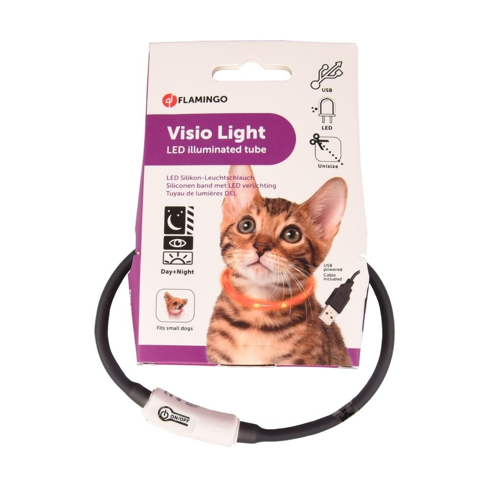 5400585012231 2 FLMG drosibas kakla siksna VISIO LIGHT BASIC UNISIZE maziem suniem kakiem silik.ar LED melna 64967